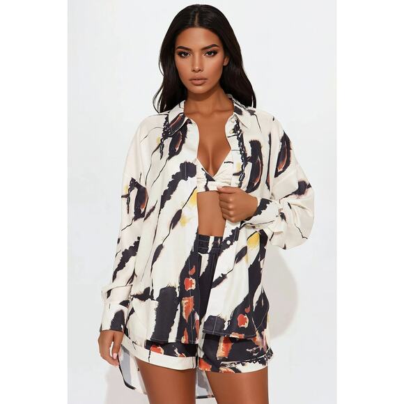 Fashion Nova - The Miranda 3 Piece Short Set - Taupe/combo - XS - Picture 2 of 6